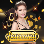 Baccarat game icon with card fan artwork